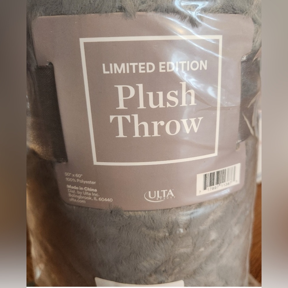 Ulta's Limited Edition Gray Plush Throw 50x60in. New/ Unopened Polyester